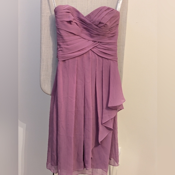 David's Bridal Dusty Rose Ruched Strapless Gown for Wedding Party - size 0 BNWOT - Picture 2 of 7
